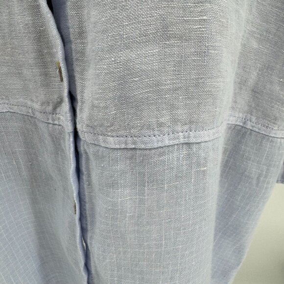 Tahari Linen Shirt Dress Women M Light Blue Oversized Button Front‎ Long Sleeve - Picture 4 of 7